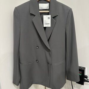 OAK + FORT Double-Breasted Oversized Blazer Size XXS NWT